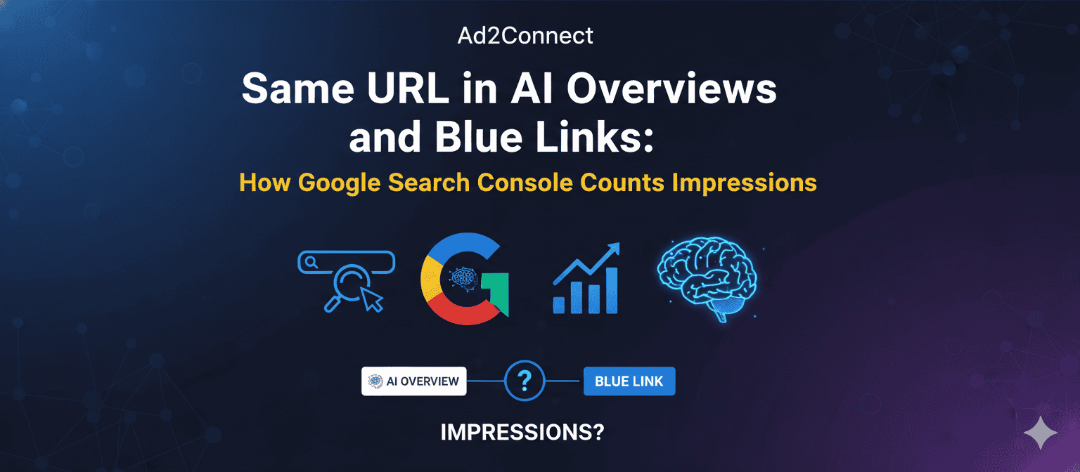Same URL in AI Overviews and Blue Links How Google Search Console Counts Impressions